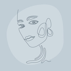 Woman lineart portrait pattern background. Line drown artwork for beauty shop poster, cosmetology center card, t shirt peint, girl's party flyer etc