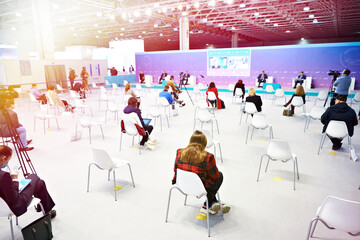 Business conference with social distance