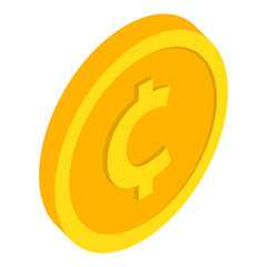 Coin icons. Cent and centavo coin . Currency symbols in isometric 3d style. Vector