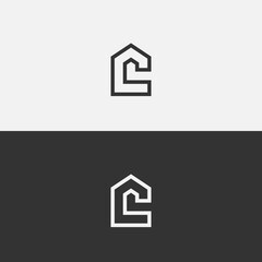 Logo template letter C home, simple monogram icon initial C and home icon.