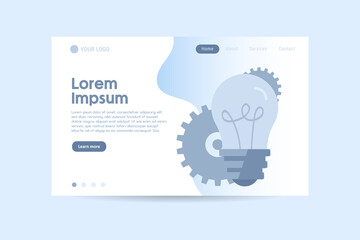 Light bulb and gears banner concept. vector illustration