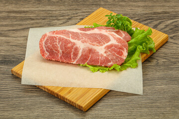 Raw pork meat neck steack