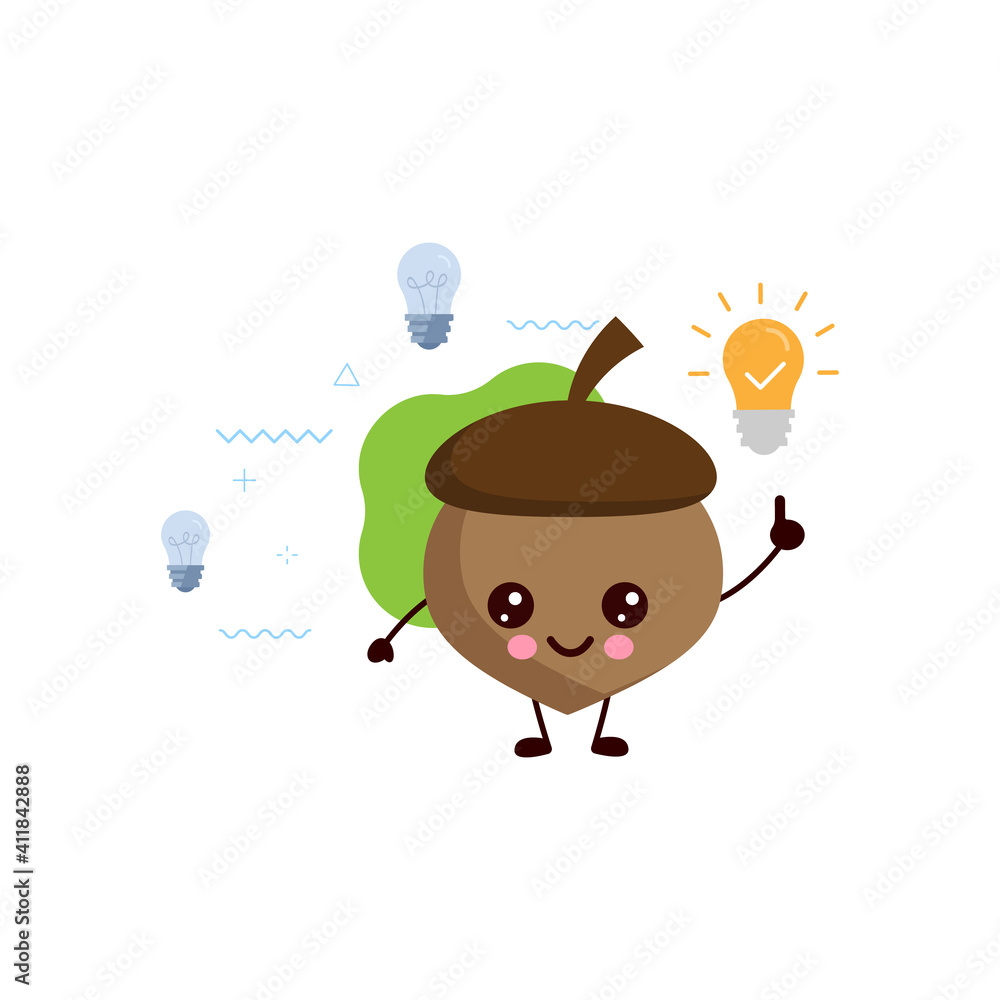 Poster cute acorn got the idea with bulb.vector