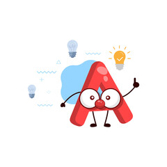 cute letter A got The Idea with Bulb.vector