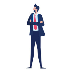 elegant businessman worker standing character vector illustration design