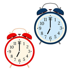 Alarm clock in flat style. Set. Vector illustration.