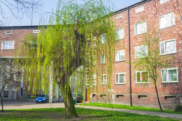 Poland, Upper Silesia, Zabrze, Slowianski Square, Housing Estate