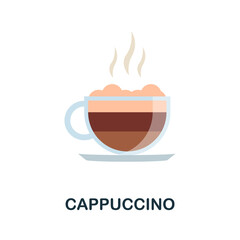 Cappuccino flat icon. Color simple element from coffee collection. Creative Cappuccino icon for web design, templates, infographics and more