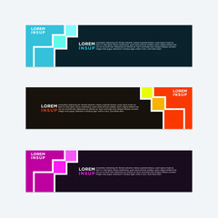 abstract geometric web design banner template isolated on dark grey background