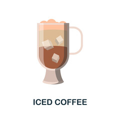 Iced Coffee flat icon. Color simple element from coffee collection. Creative Iced Coffee icon for web design, templates, infographics and more