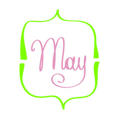 Obraz premium Vector illustration of isolated spring lettering with abstract elements. Calligraphy quote on white background. Handwritten typography design. Can be used for flyers, banners or posters. 