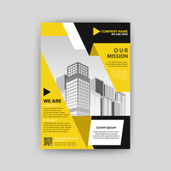 Abstract geometric poster template with yellow color. Perfect for Brochure, Annual Report, Magazine, Corporate Presentation, Portfolio, Flyer 