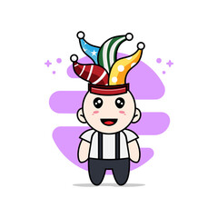 Obraz na płótnie Canvas Cute geek boy character wearing birthday hat.