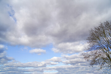 Clouds and landscape on a February afternoon in Bavaria