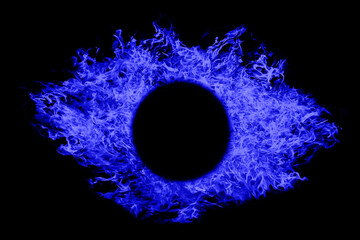 Blue flame on black background
