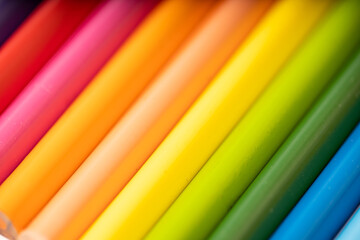 Colored pencils background. Color pencils on white background.