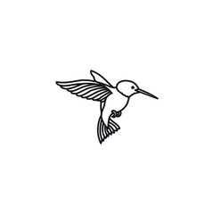 Hovering hummingbird vector line icon