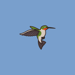 Ruby-throated hummingbird vector illustration for National Butterfly And Hummingbird Day on October 3