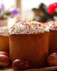 easter cake and eggs