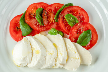 tomato and mozzarella, classic and simple caprese salad