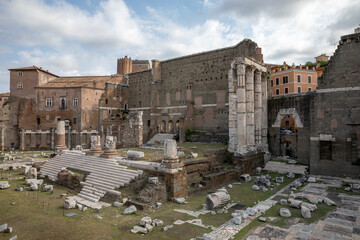 Panoramic view of Temple of Mars Ultor was an ancient sanctuary in Ancient Rome