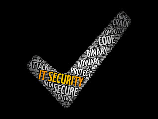 IT Security check mark word cloud, technology concept background