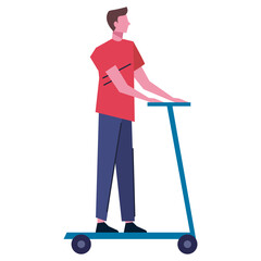 young man in skate electric character vector illustration design