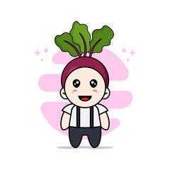 Cute geek boy character wearing onion costume
