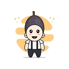 Cute geek boy character wearing velvet costume.