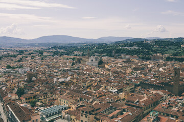 Naklejka premium Aerial panoramic view of city of Florence from cupola of Florence Cathedral