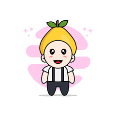 Cute geek boy character wearing quince costume.