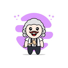 Obraz premium Cute geek boy character wearing judge costume.