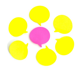 set of paper bubble speech on white background.