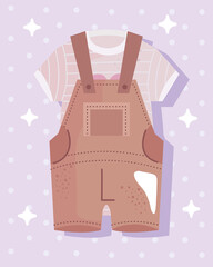 baby overalls and dress clothes wear icon vector illustration design