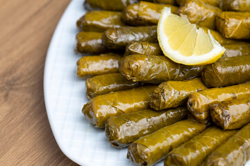 Turkish foods; stuffed leaves (yaprak sarma dolma)
