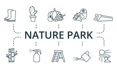 Nature Park icon set. Collection contain pack of pixel perfect creative icons. Nature Park elements set.