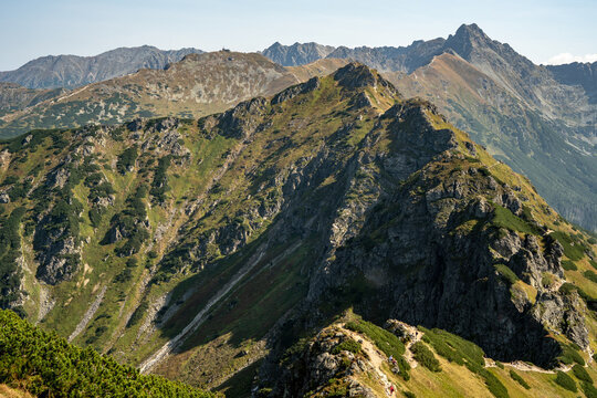 View on the mountain panorama in the High Tatras in Poland.
