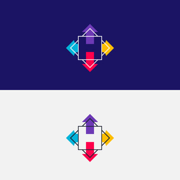 logo template letter H game online, concept initial H with arrow stick game.