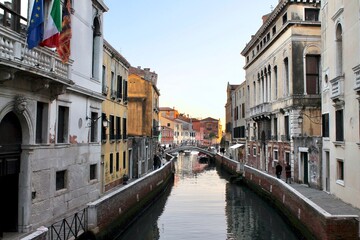 View of hidden canal in an authentic and residential Venice