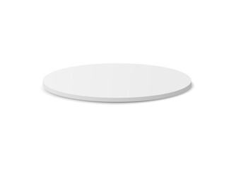 Round white blank table coaster realistic vector illustration isolated on white.