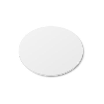 Top view on white blank table coaster realistic vector illustration isolated.