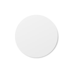 Circle white beer coaster, mockup of realistic vector illustration isolated.