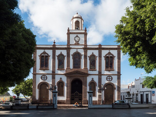 Church of Our Lady of Conception in Agaete, city in the northwest coast of Gran Canaria. Religious architecture building. Sunny day, Canary Islands, Spain