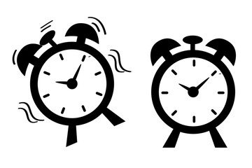 Simple Vector Icon, 2 Alarm Clock, Shocking Waving and Still Alarm Clock