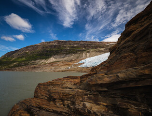 Fototapeta na wymiar Glacial landscape of Austerdalsisen glacier in Norway