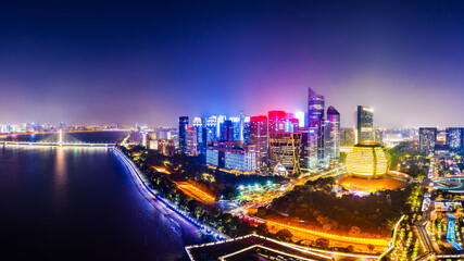 Fototapeta na wymiar Aerial photography of Hangzhou city modern architecture landscape.