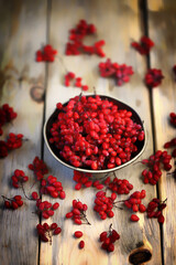 Barberry in a bowl. Seasoning for dishes is fresh barberry.