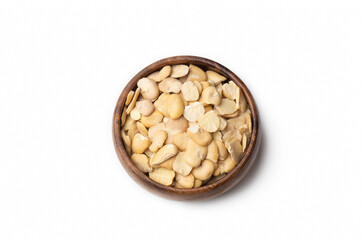 Dry broad beans on a white background