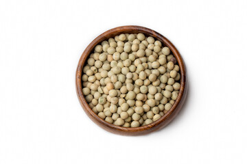 Dried peas on a white background