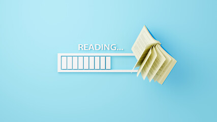 Education concept. 3d of book and download bar on blue background. Modern flat design isometric concept of Education. Back to school.